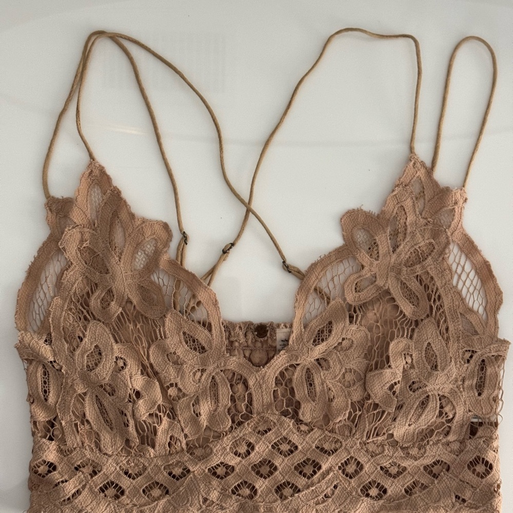 Lace Free People Bralette in Tan